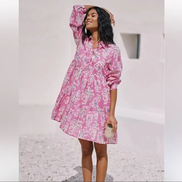 Tuckernuck Ro's Pink Floral Elvira Short Mini Dress XL - Picture 4 of 13